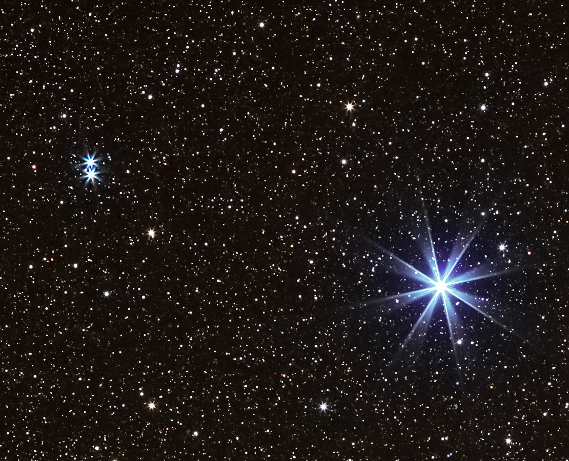 Les étoiles doubles Epsilon 1 et 2 de la Lyre et l'étoile Véga