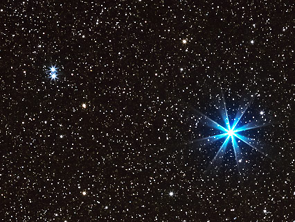 étoiles doubles Epsilon 1et 2 de la Lyre et l'étoile Véga
