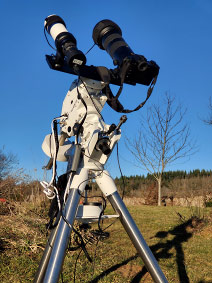 Monture AZ-EQ6 SkyWatcher + Lunette TS 60 mm 240 mm de focale + Lacerta MGen II + Leica SL2 + APO-VARIO 90-280mm
