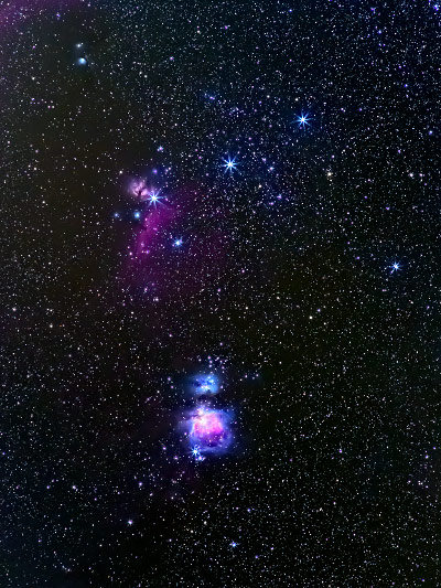 La nébuleuse d'Orion M42 et la ceinture d'Orion