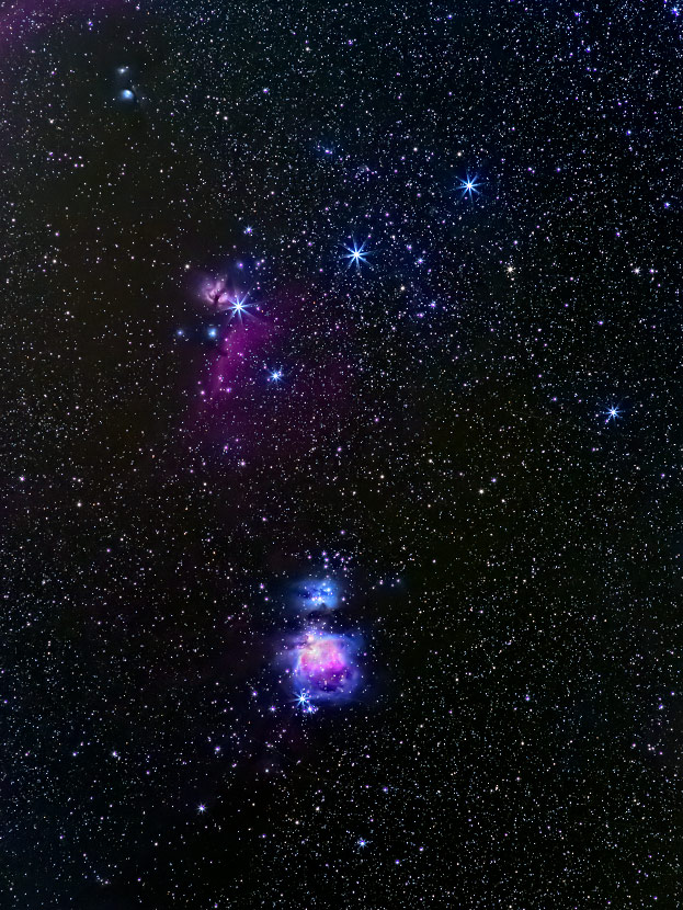 Orion, la ceinture d'Orion et la nébuleuse d'Orion M42