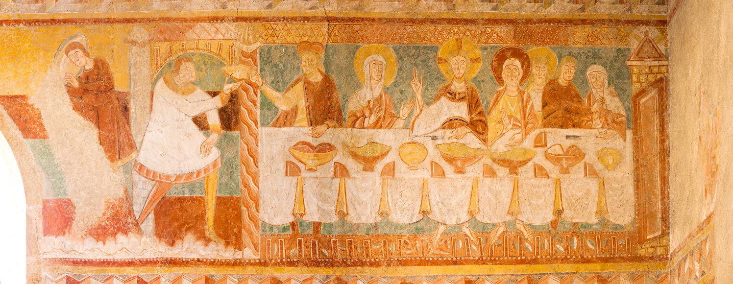 Peinture des Noces de Cana de l'église Saint-Aignan de Brinay 