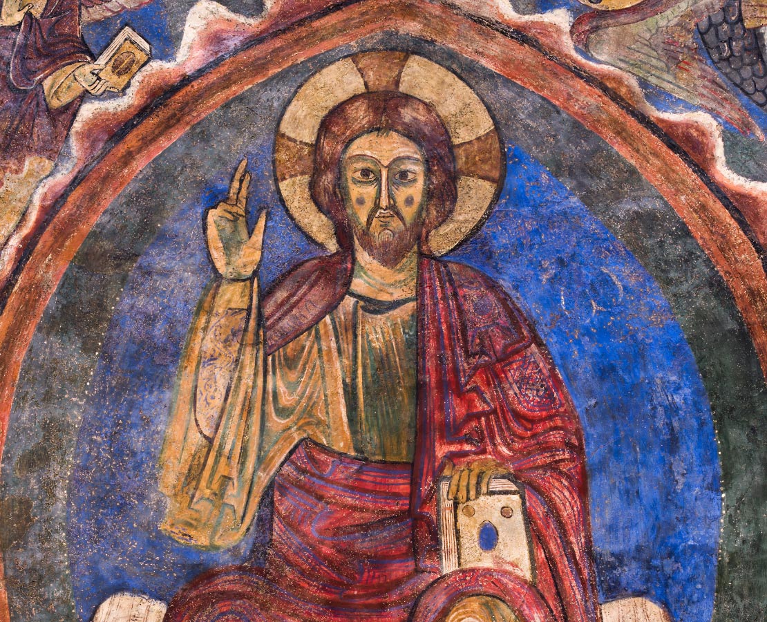Détail du Christ de la fresque de la chapelle Saint-Michel de la basilique Saint-Julien de Brioude