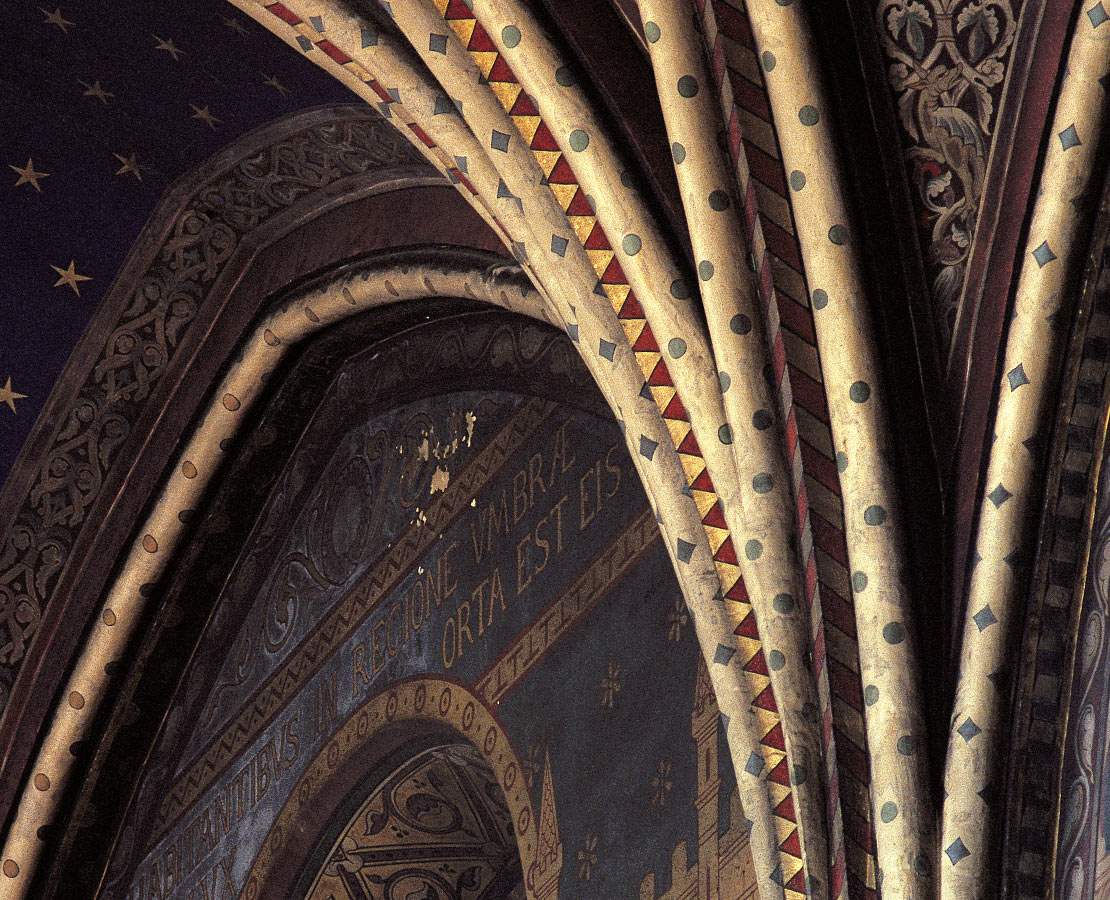 Détail de la voûte d'ogive et des peintures de l'église Saint-Germain-des-Près, Paris