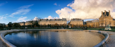 La rue de Rivoli depuis le jardin des Tuileries