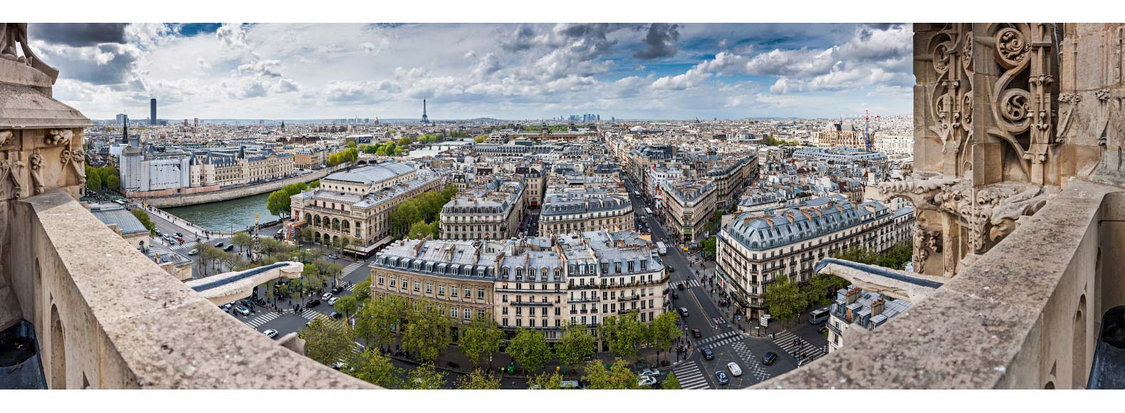 Panorama 180° sur Paris ouest depuis la tour Saint-Jacques. Photo panoramique 180° de Paris Ouest jusqu'à la défense