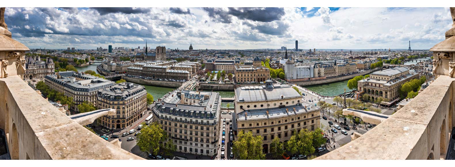 Panorama 180° sur Paris sud depuis la tour Saint-Jacques, photo panoramique 180° de Paris.