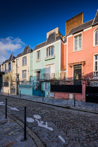 Maisons colorées dans le rue Dieulafoy, Paris 13e arrondissement