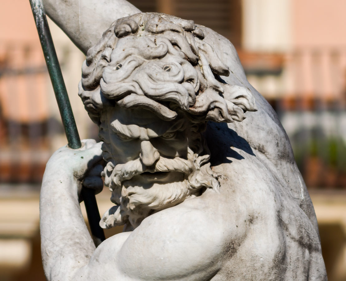 Détail de la fontaine Neptune sur la place Navone à Rome